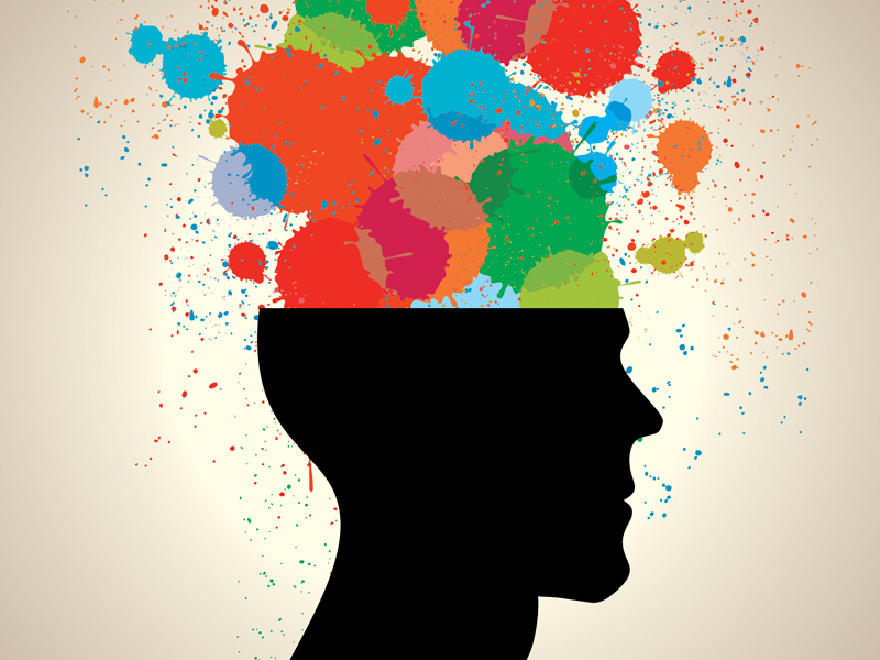 Head with colors emerging